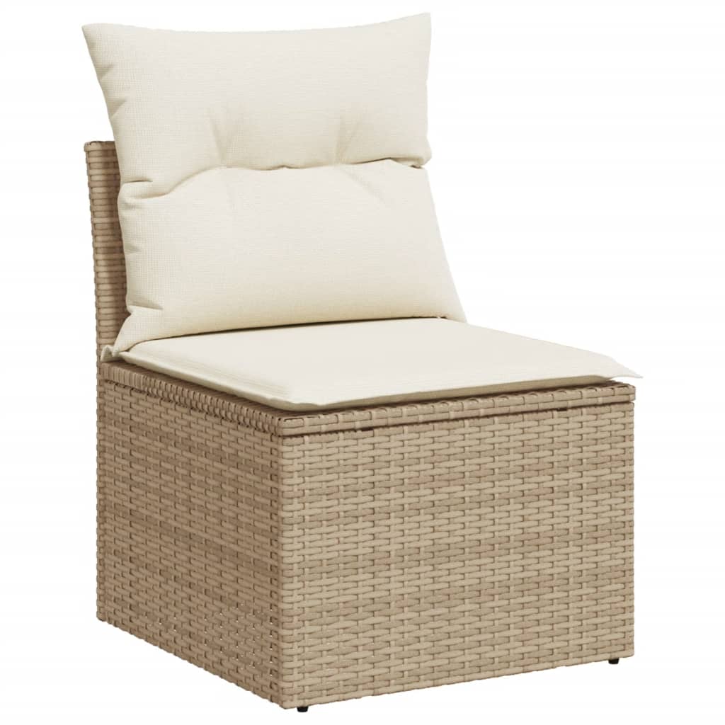 13-delige Loungeset met kussens poly rattan zwart