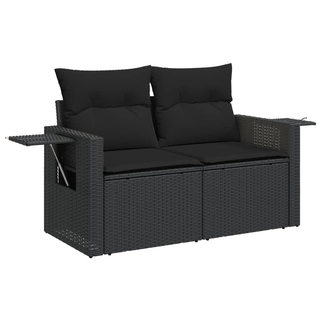 10-delige Loungeset met kussens poly rattan grijs