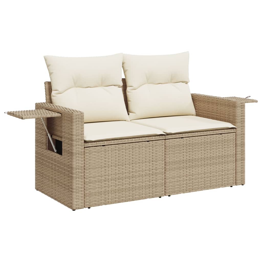 10-delige Loungeset met kussens poly rattan grijs