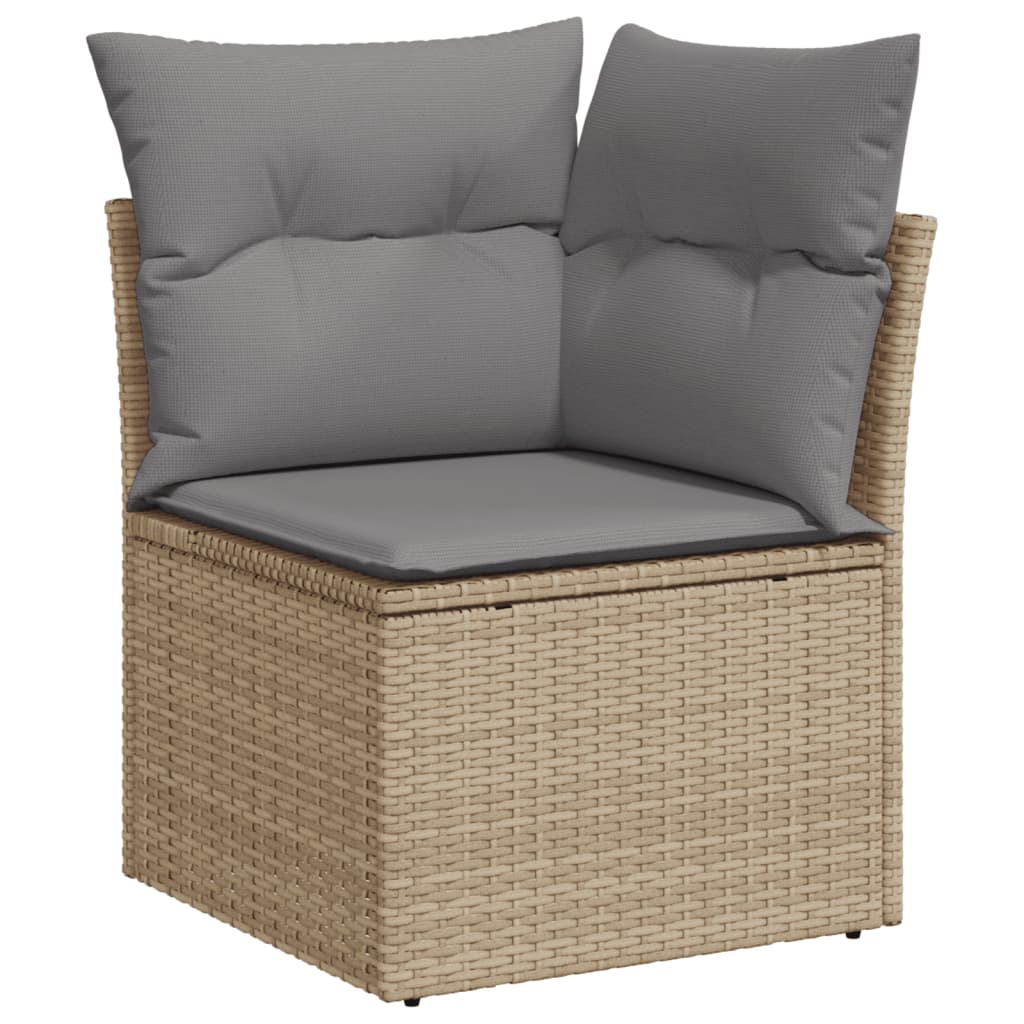 10-delige Loungeset met kussens poly rattan grijs