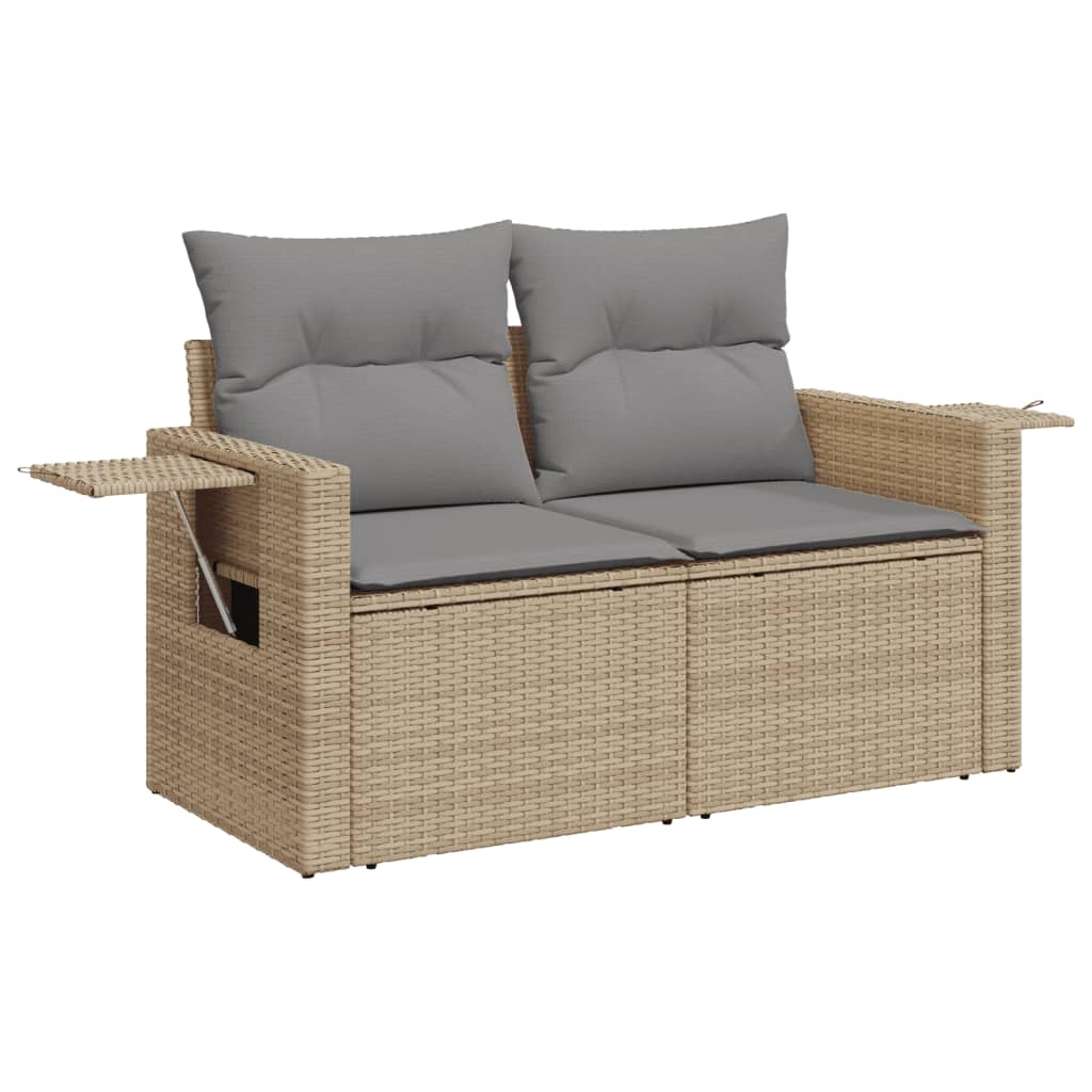 10-delige Loungeset met kussens poly rattan grijs