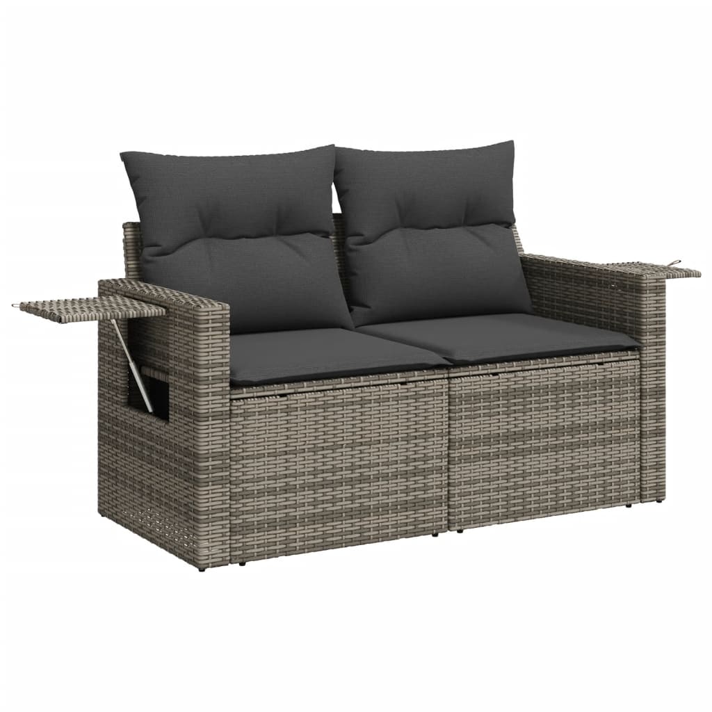 12-delige Loungeset met kussens poly rattan zwart