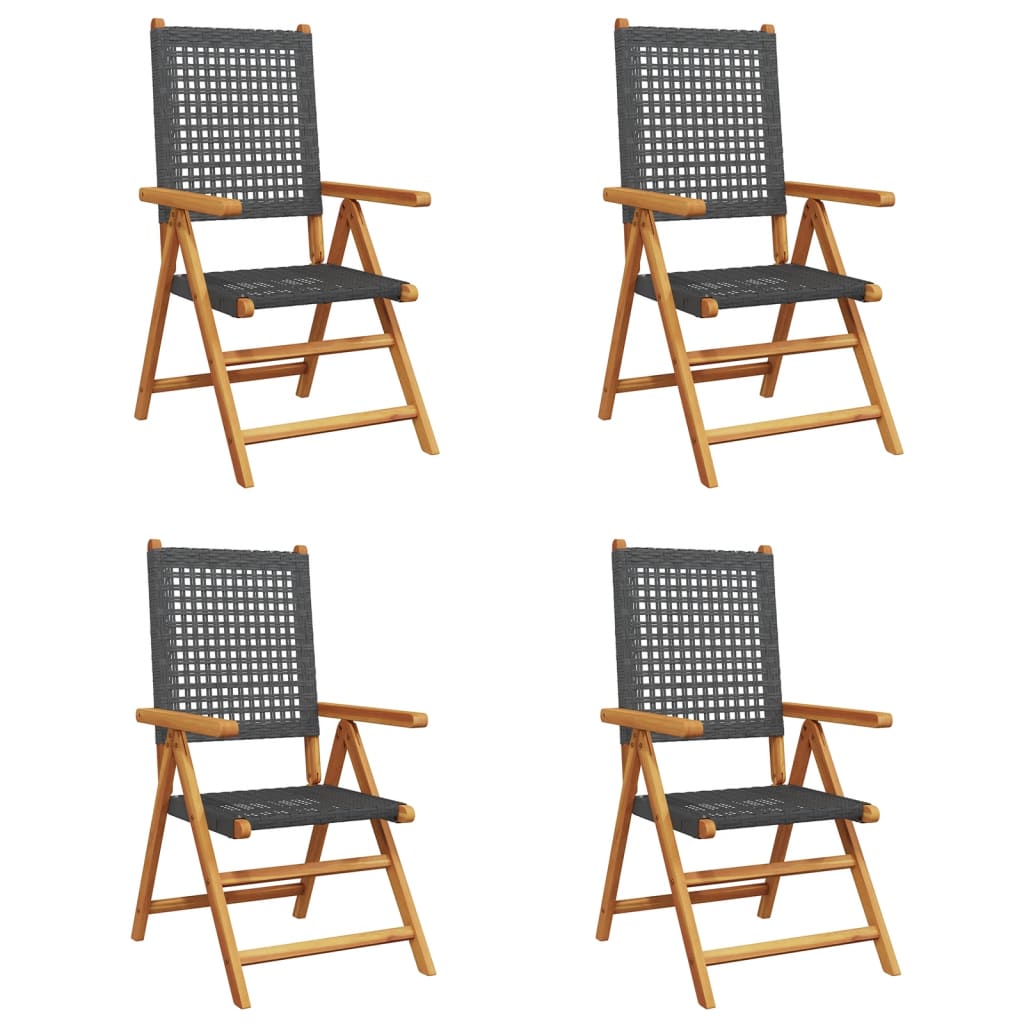 Tuinstoelen 6 st verstelbaar poly rattan en massief hout