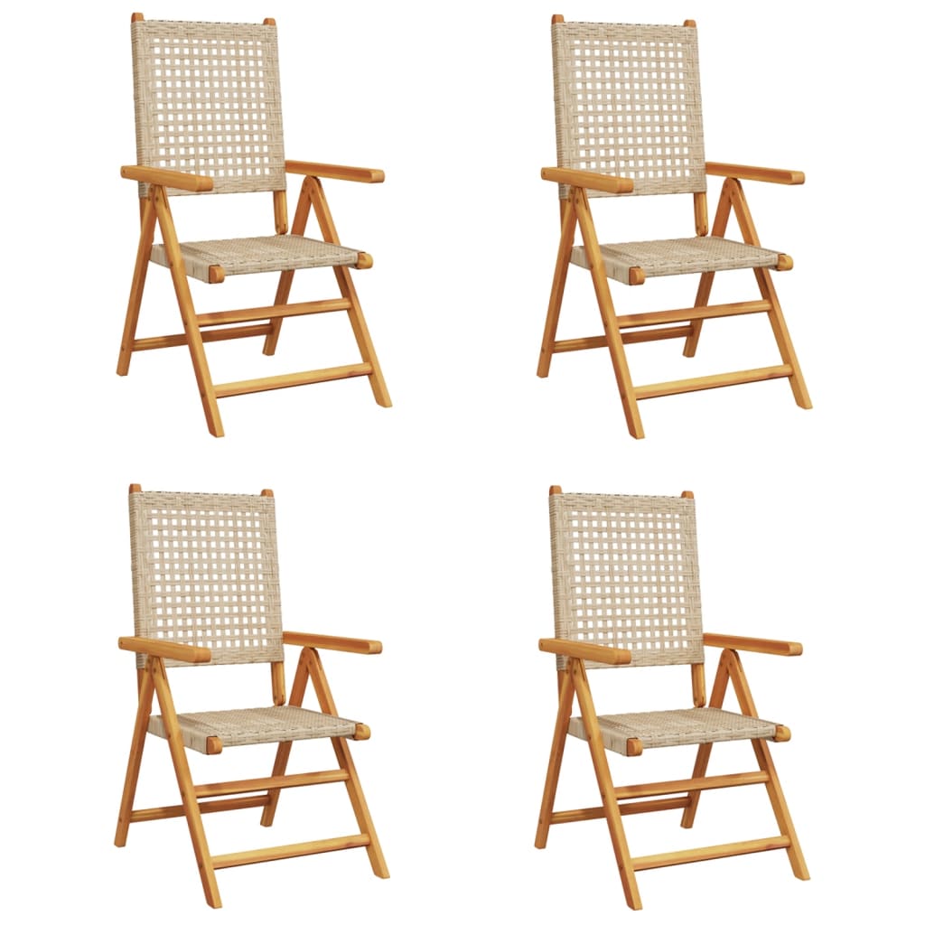 Tuinstoelen 6 st verstelbaar poly rattan en massief hout