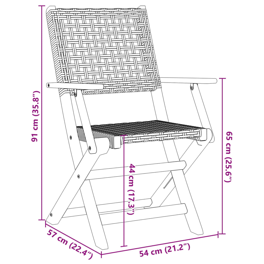 Tuinstoelen 2 st massief acaciahout en poly rattan