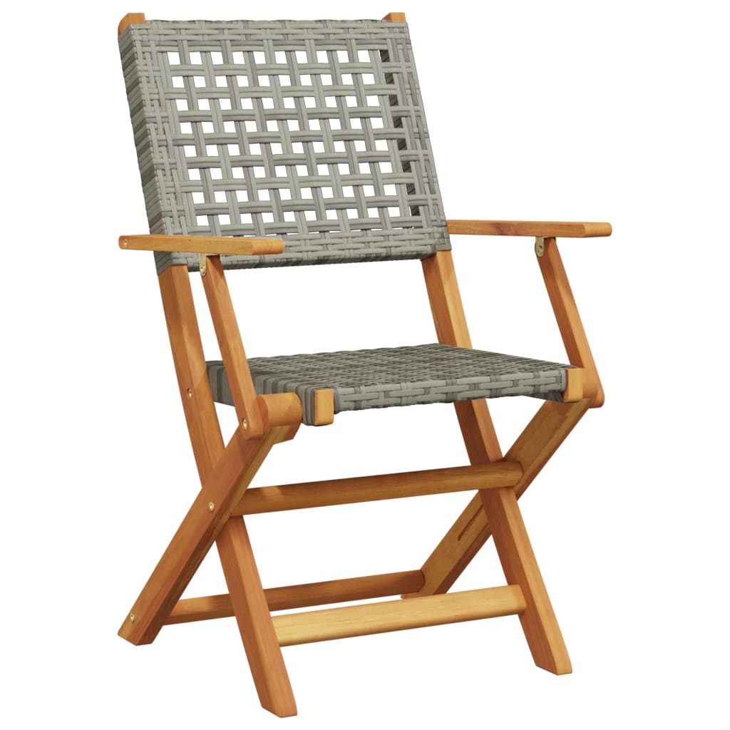 Tuinstoelen 2 st massief acaciahout en poly rattan