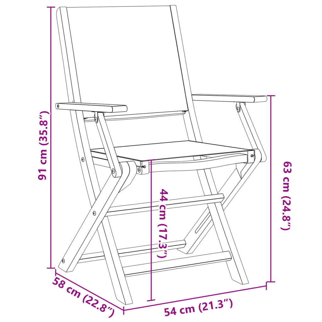 Tuinstoelen 6 st inklapbaar stof massief hout