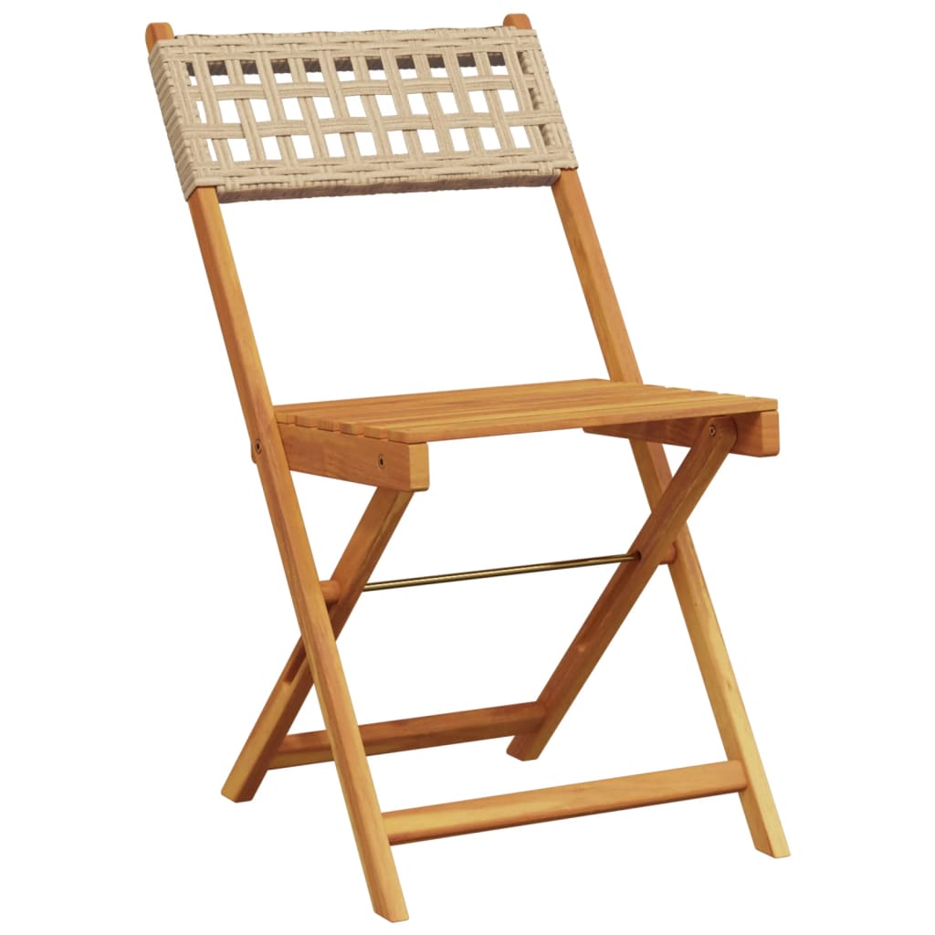 Tuinstoelen 4 st inklapbaar poly rattan en massief hout