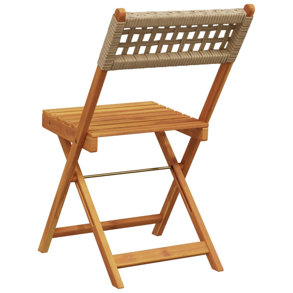 Tuinstoelen 4 st inklapbaar poly rattan en massief hout