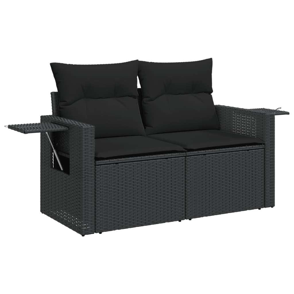 10-delige Loungeset met kussens poly rattan beige