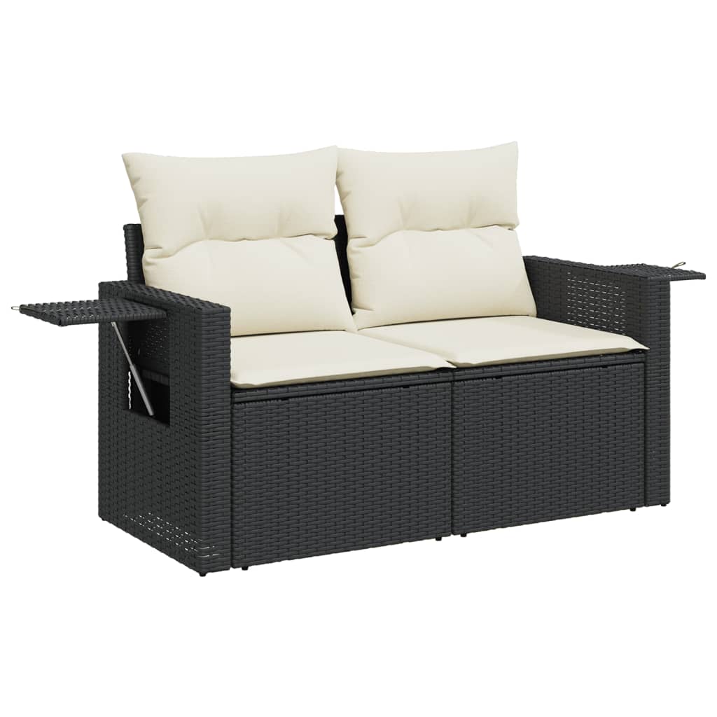 10-delige Loungeset met kussens poly rattan beige