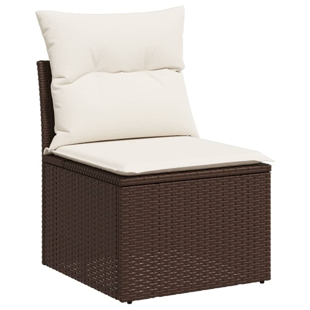 10-delige Loungeset met kussens poly rattan beige