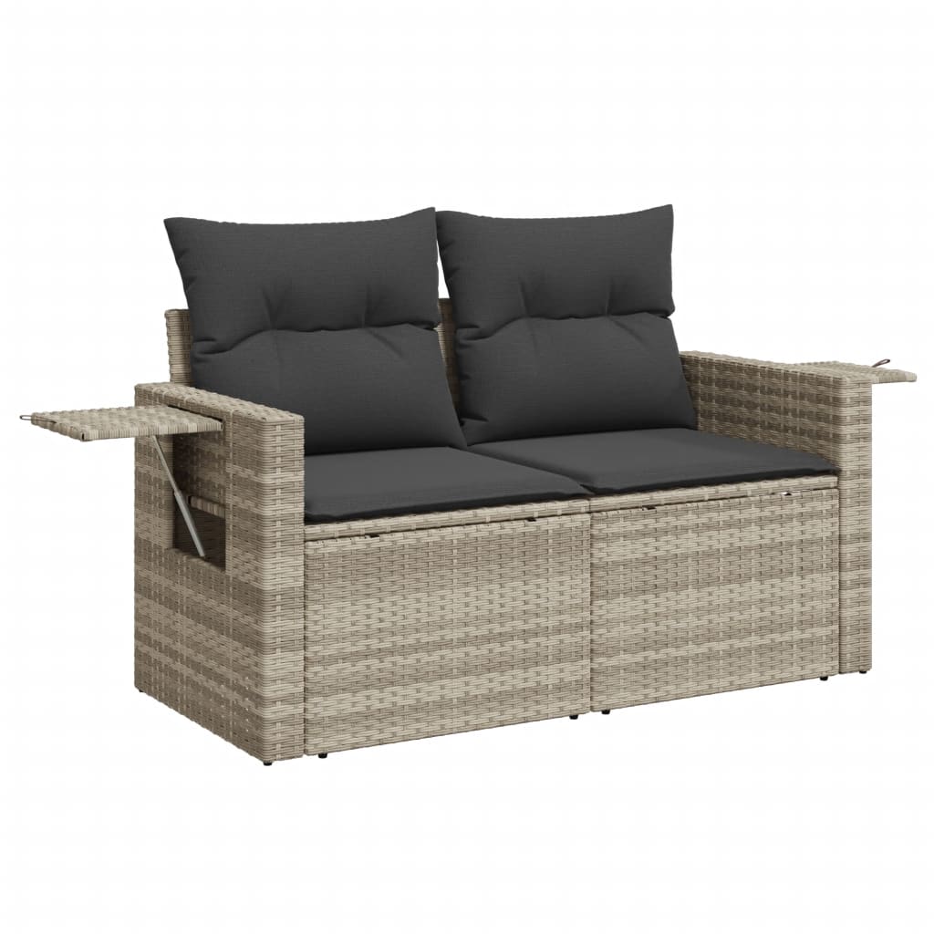 10-delige Loungeset met kussens poly rattan beige