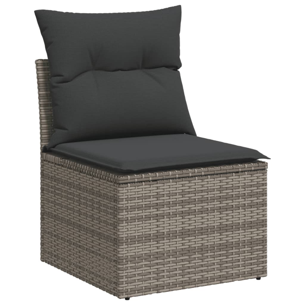 10-delige Loungeset met kussens poly rattan lichtgrijs