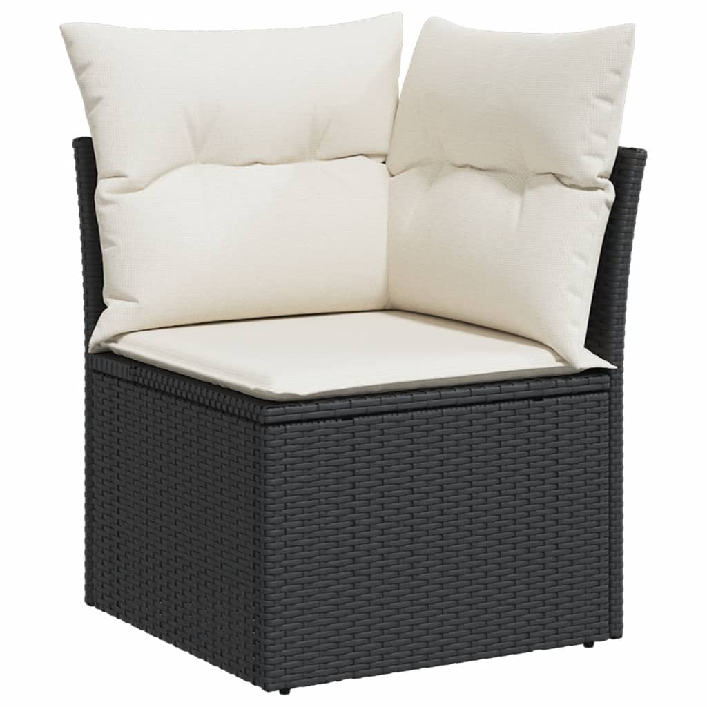 10-delige Loungeset met kussens poly rattan grijs