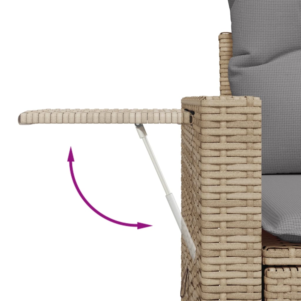 10-delige Loungeset met kussens poly rattan grijs