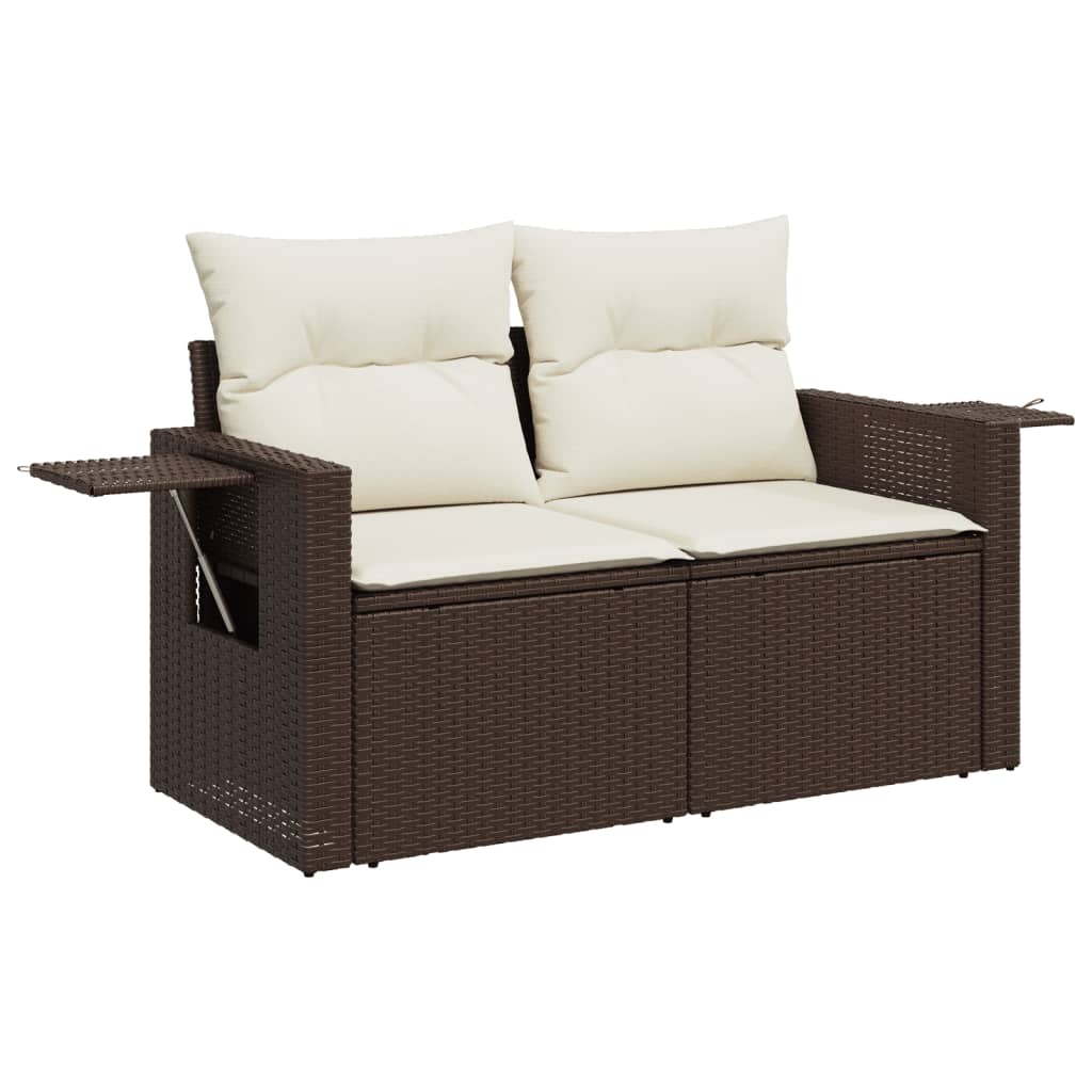 11-delige Loungeset met kussens poly rattan zwart