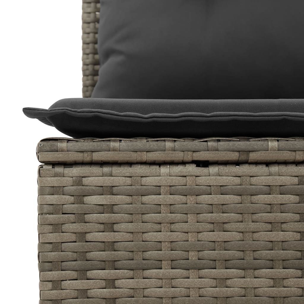 11-delige Loungeset met kussens poly rattan lichtgrijs