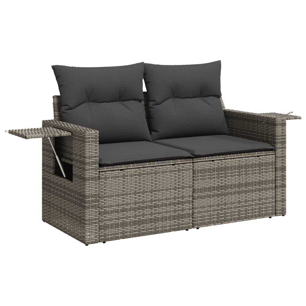 11-delige Loungeset met kussens poly rattan lichtgrijs