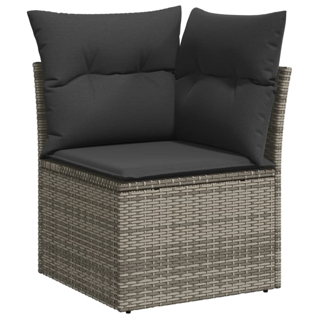 11-delige Loungeset met kussens poly rattan lichtgrijs