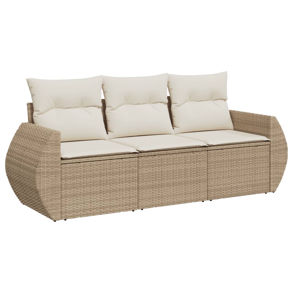 3-delige Loungeset met kussens poly rattan