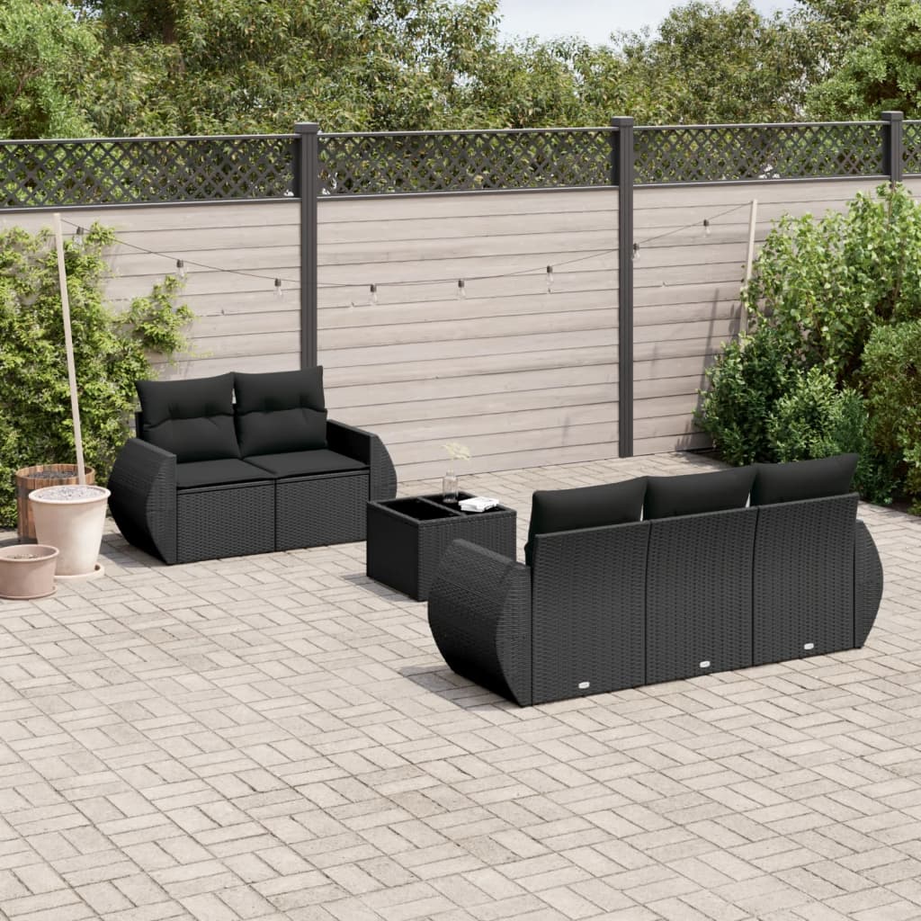 6-delige Loungeset met kussens poly rattan