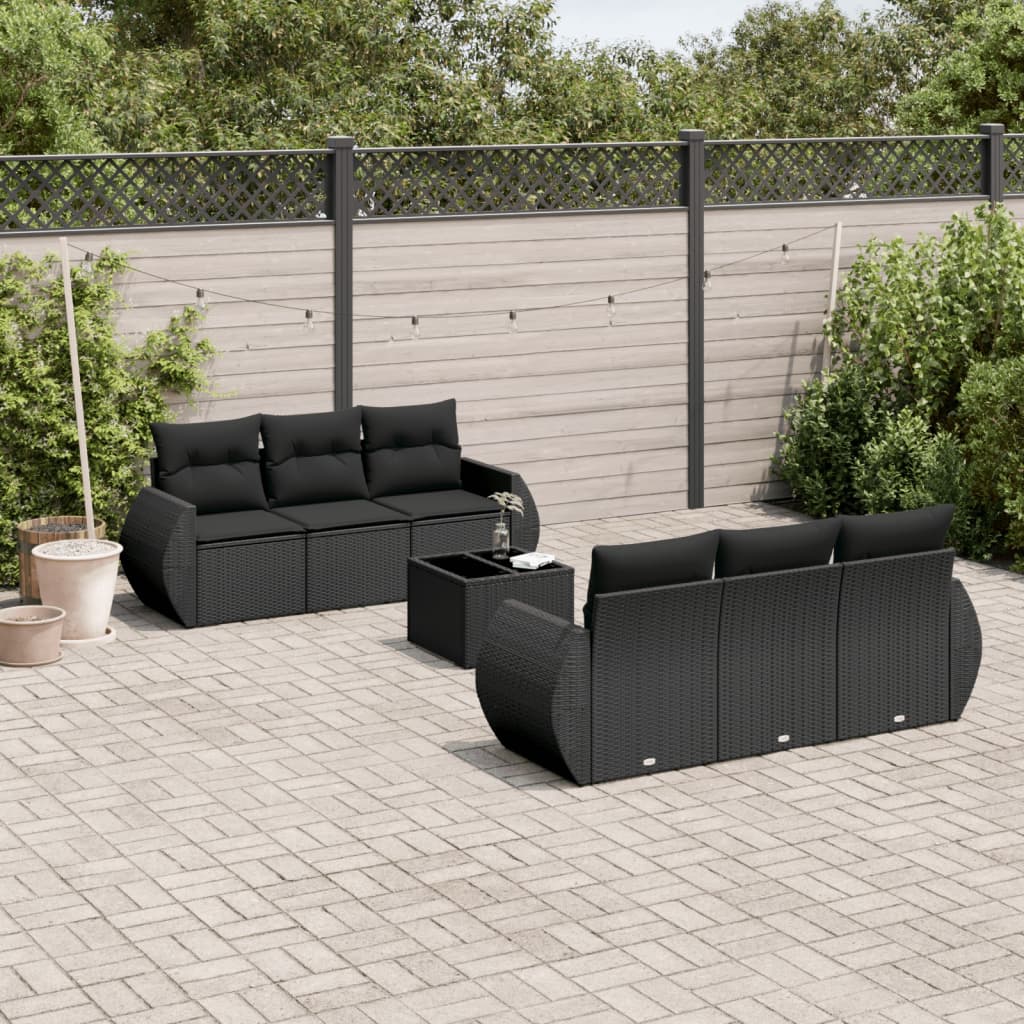 7-delige Loungeset met kussens poly rattan