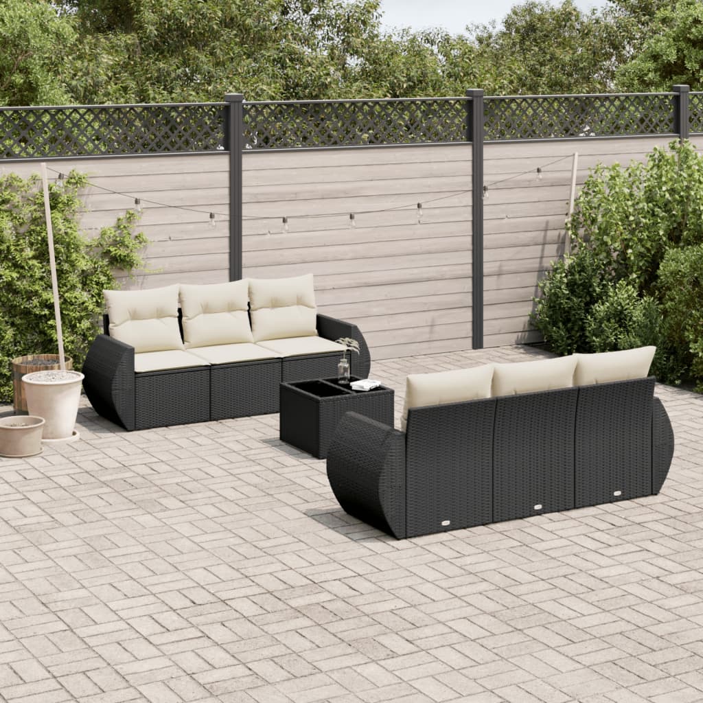 7-delige Loungeset met kussens poly rattan