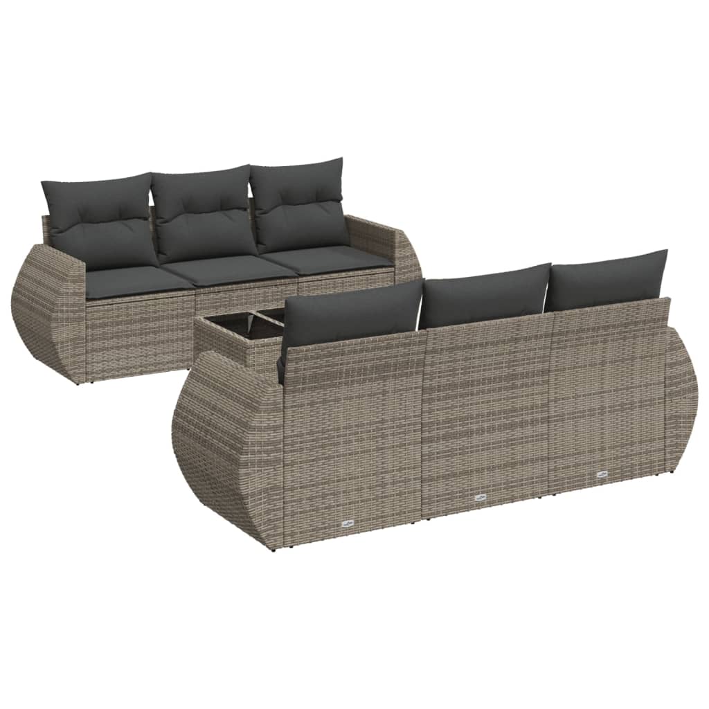 7-delige Loungeset met kussens poly rattan