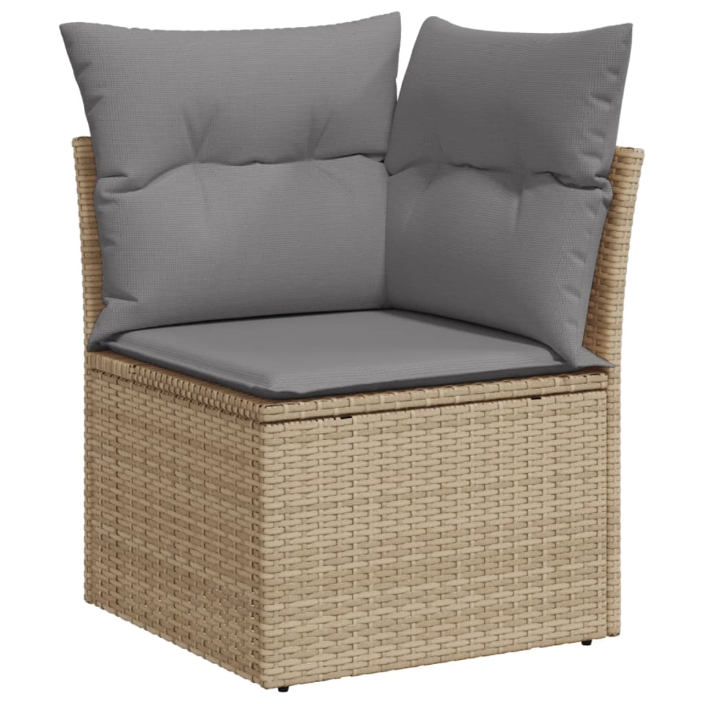 10-delige Loungeset met kussens poly rattan zwart