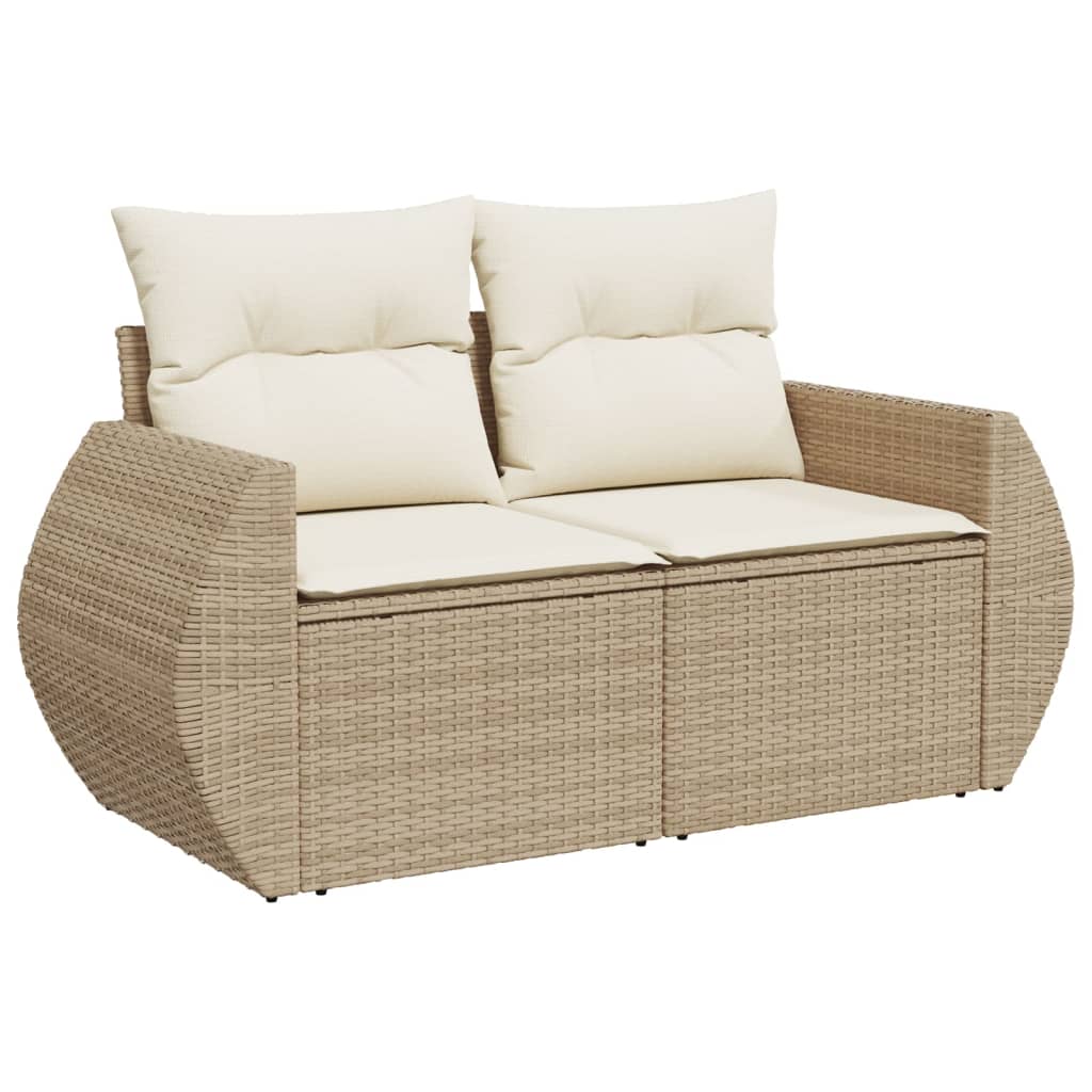 10-delige Loungeset met kussens poly rattan zwart