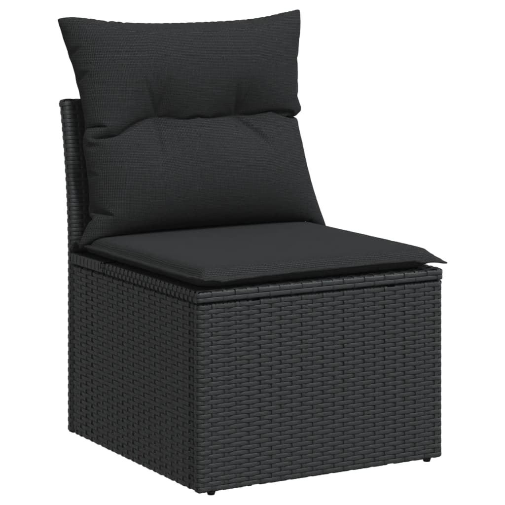 10-delige Loungeset met kussens poly rattan grijs