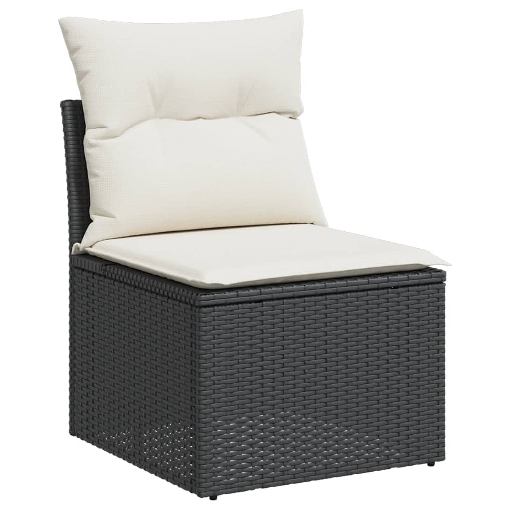 10-delige Loungeset met kussens poly rattan grijs