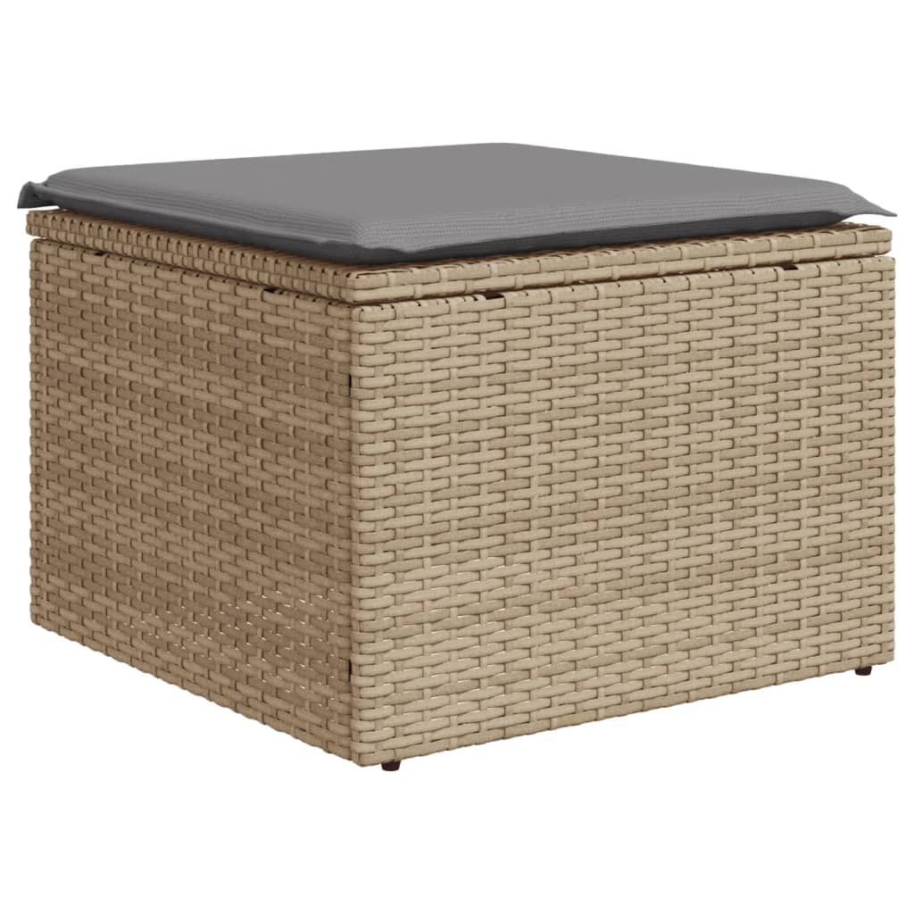 10-delige Loungeset met kussens poly rattan grijs