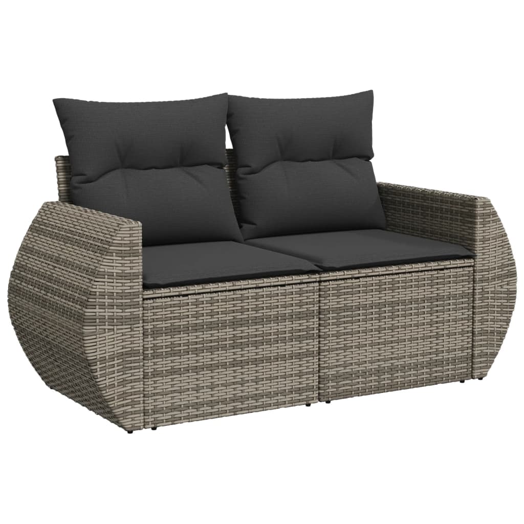 11-delige Loungeset met kussens poly rattan zwart