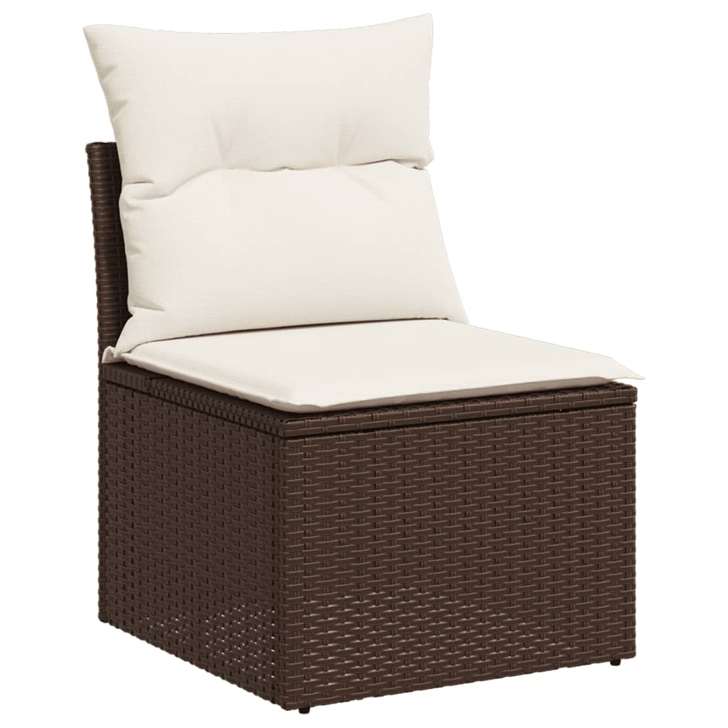 11-delige Loungeset met kussens poly rattan zwart