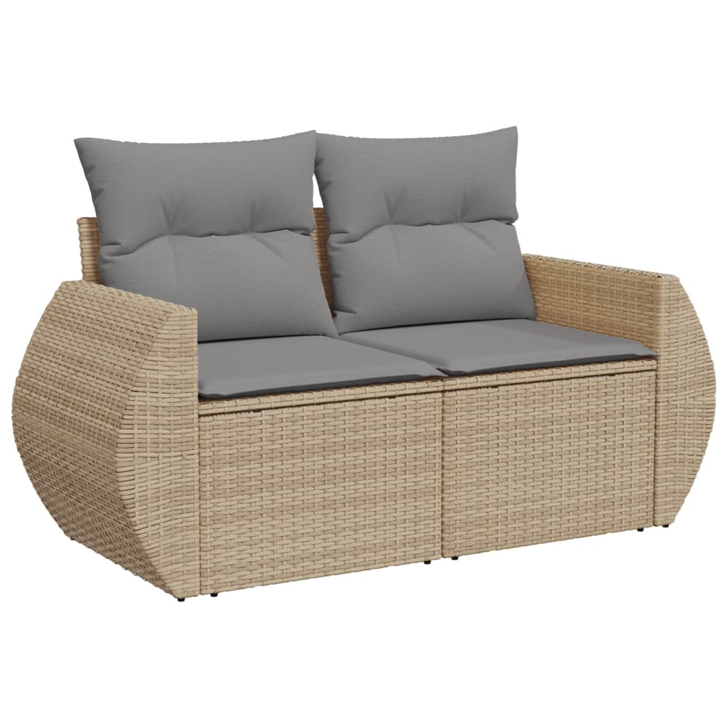 11-delige Loungeset met kussens poly rattan zwart