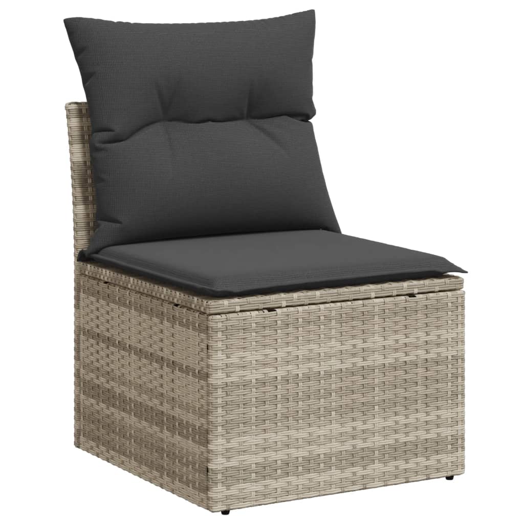 10-delige Loungeset met kussens poly rattan zwart