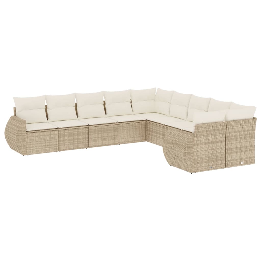 11-delige Loungeset met kussens poly rattan zwart