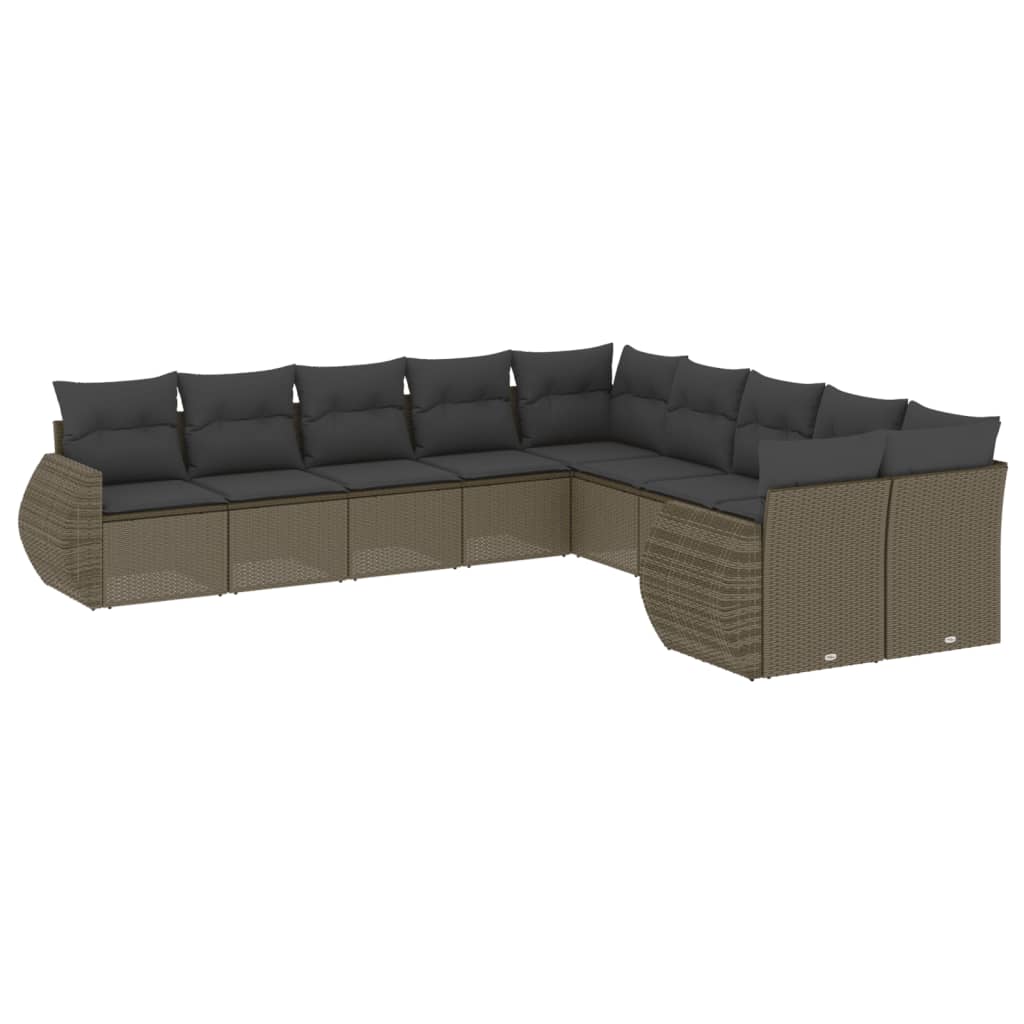 11-delige Loungeset met kussens poly rattan zwart