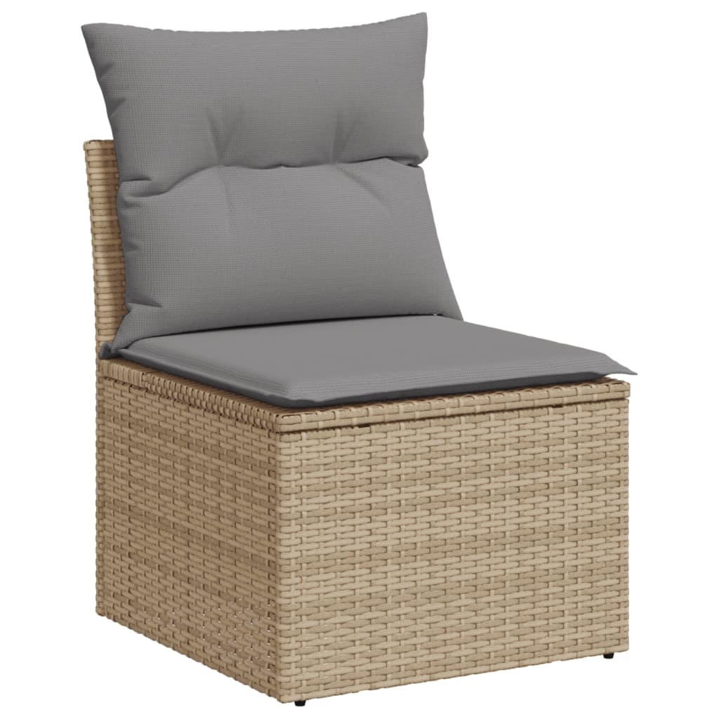 11-delige Loungeset met kussens poly rattan zwart