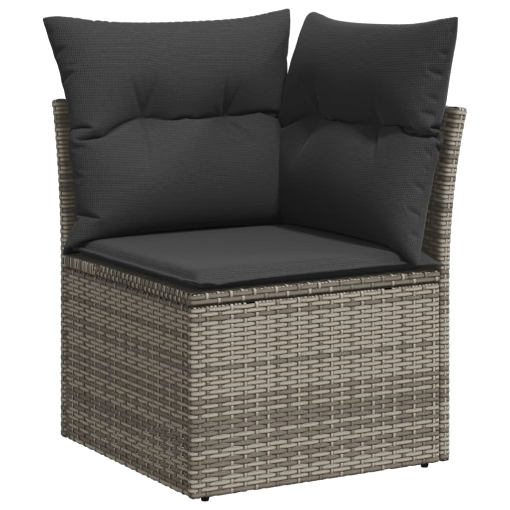 11-delige Loungeset met kussens poly rattan zwart