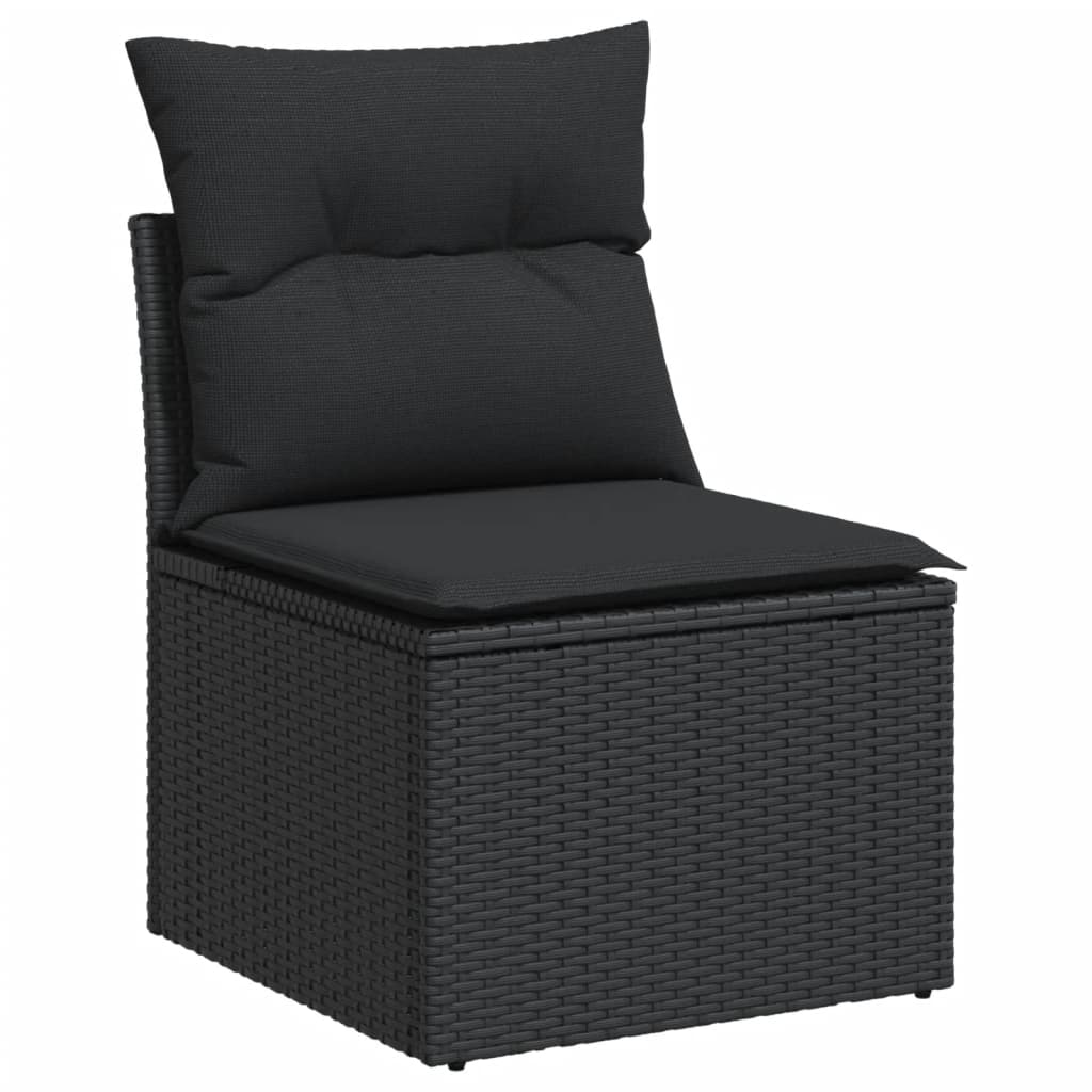 11-delige Loungeset met kussens poly rattan grijs