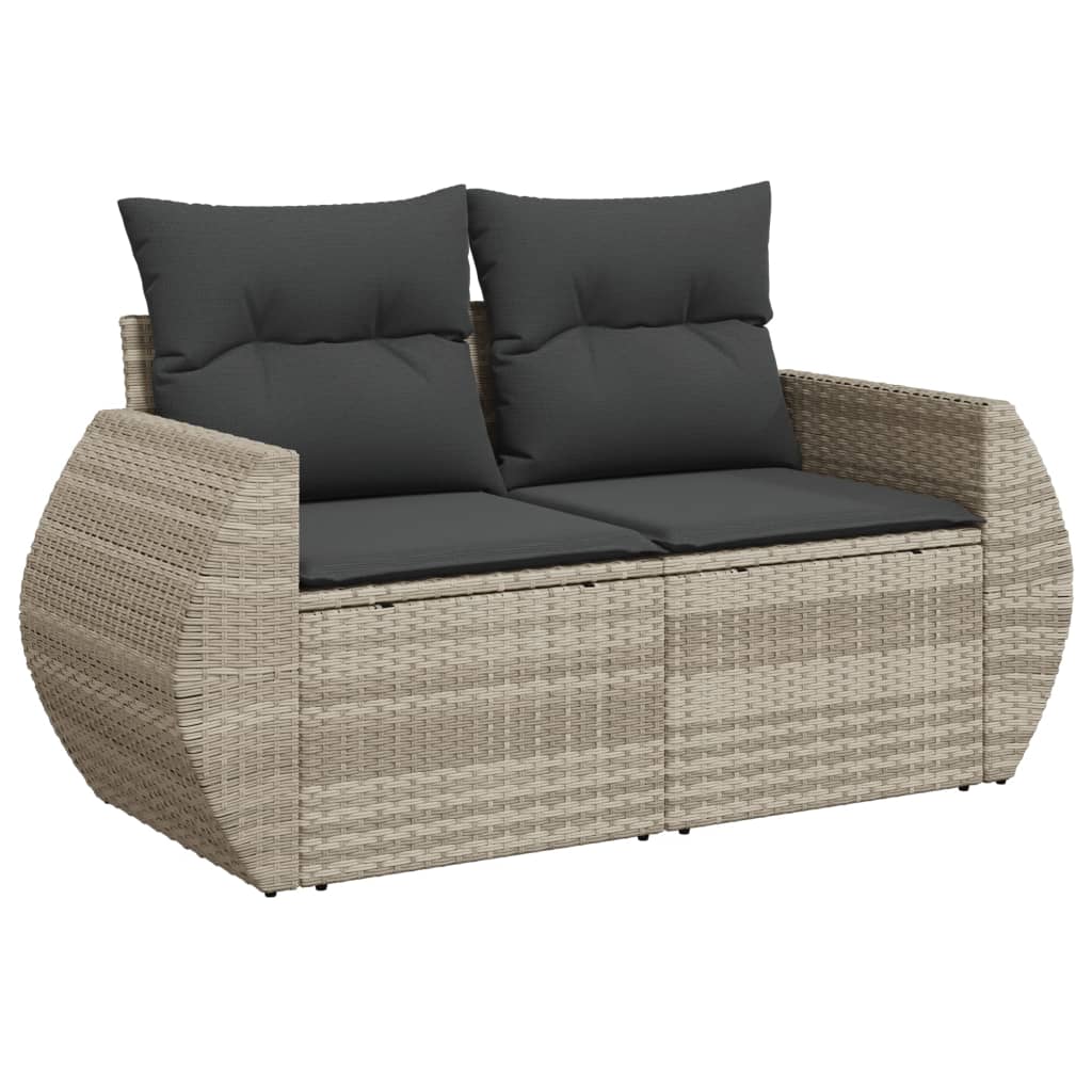 11-delige Loungeset met kussens poly rattan grijs