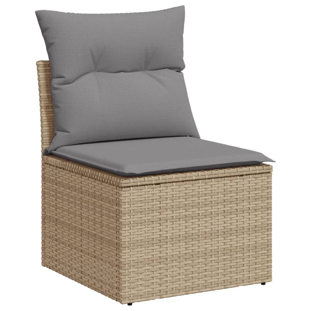 10-delige Loungeset met kussens poly rattan zwart