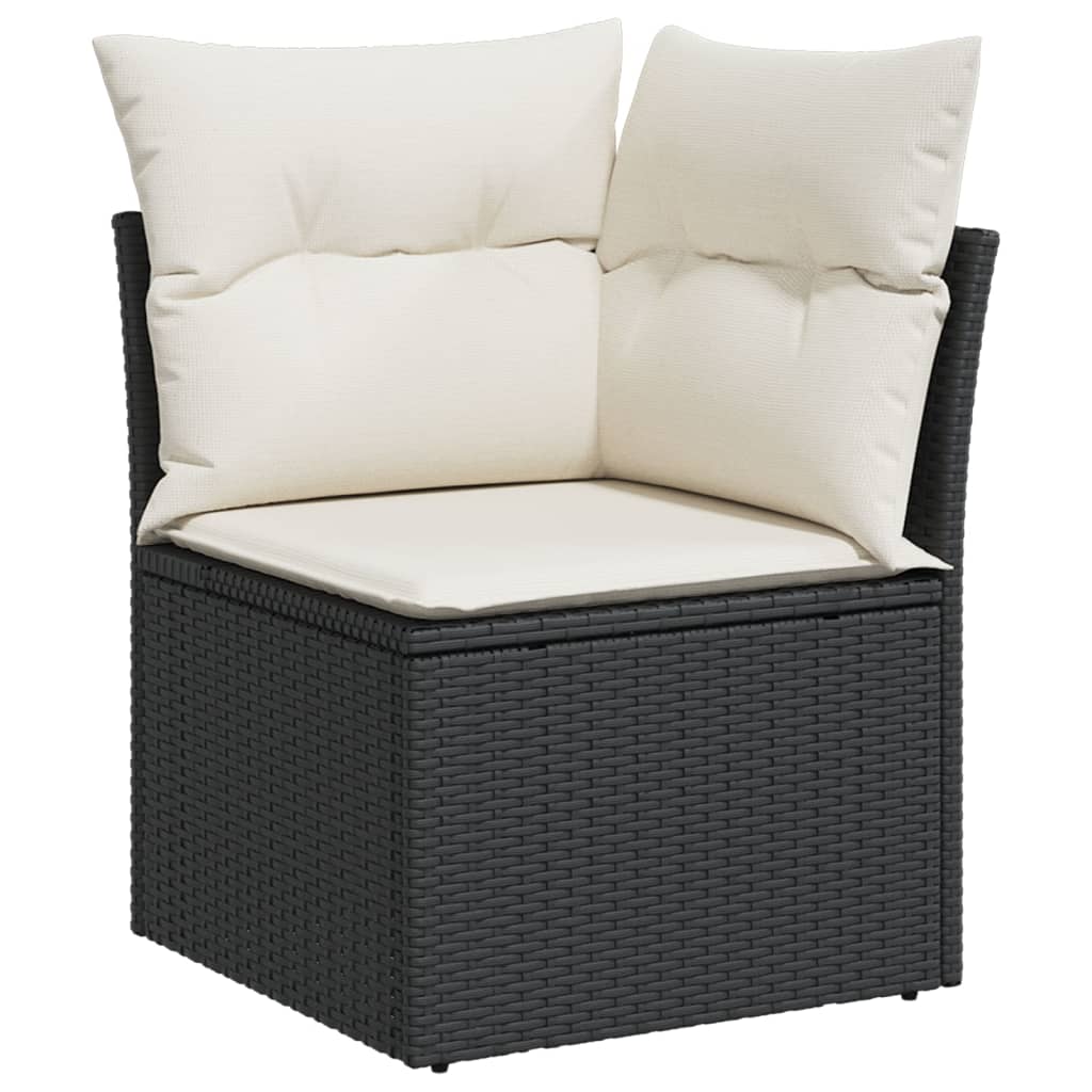 10-delige Loungeset met kussens poly rattan lichtgrijs