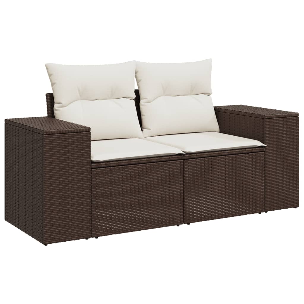 10-delige Loungeset met kussens poly rattan beige