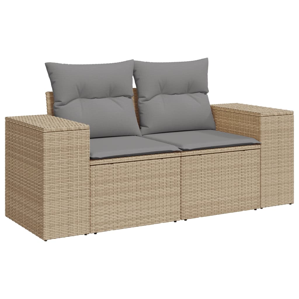 10-delige Loungeset met kussens poly rattan zwart