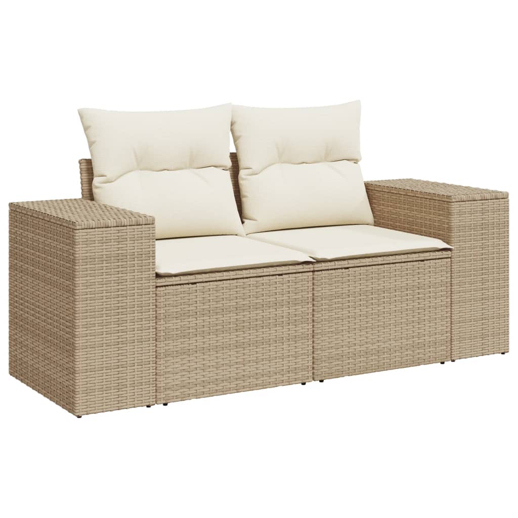 10-delige Loungeset met kussens poly rattan zwart