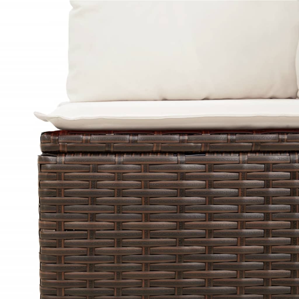 10-delige Loungeset met kussens poly rattan zwart